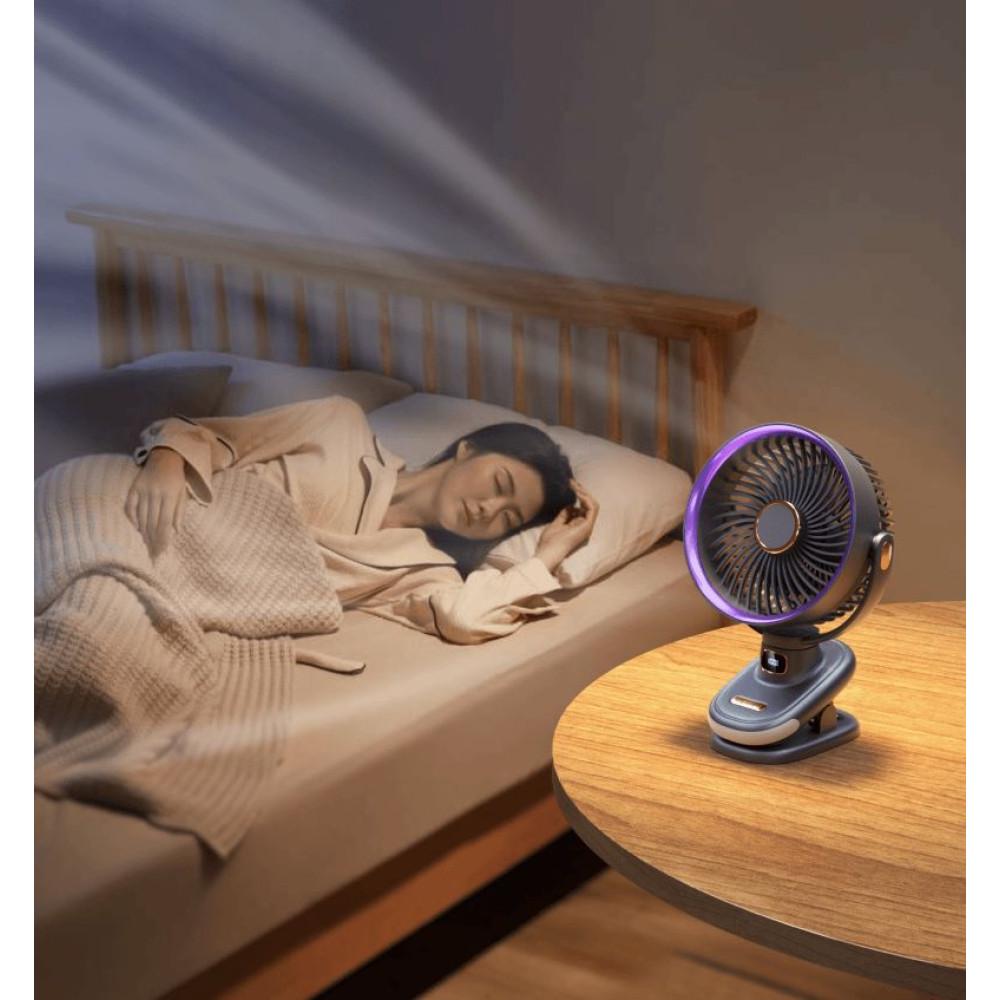 Вентилятор портативний настільний S6 3в1 2400mAh на прищіпці/з дисплеєм/з вбудованим акумулятором Grey ( S6 3in1) - фото 17