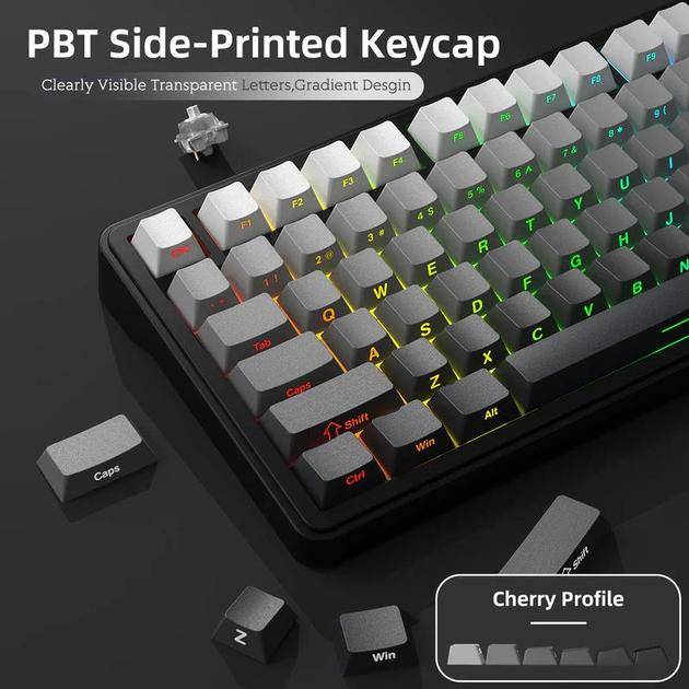 Клавиатура игровая attack shark X85 беспроводная механическая с RGB подсветкой с поддержкой HOT-SWAP Gradient Jade Switch White - фото 8 Клавиатура игровая attack shark X85 беспроводная механическая с RGB подсветкой с поддержкой HOT-SWAP Gradient Jade Switch White - фото 8