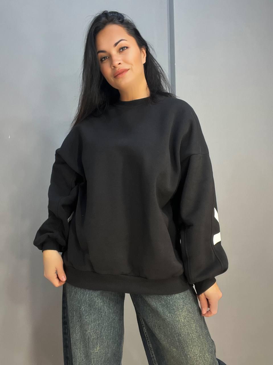 Свитшот женский DAVRAS 8175 BLACKELY удлиненный утепленный флис OS Черный (1227) - фото 7 Свитшот женский DAVRAS 8175 BLACKELY удлиненный утепленный флис OS Черный (1227) - фото 7