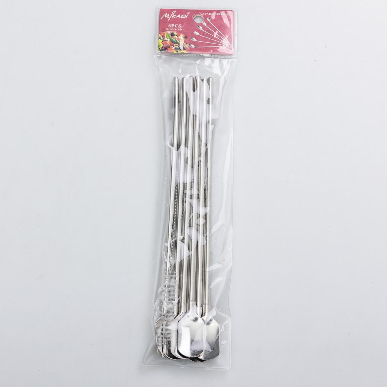 Набор многоразовых ложек-трубочек 6 шт для напитков 22 см с щеткой для мытья из нержавеющей стали Серый - фото 8 Набор многоразовых ложек-трубочек 6 шт для напитков 22 см с щеткой для мытья из нержавеющей стали Серый - фото 8