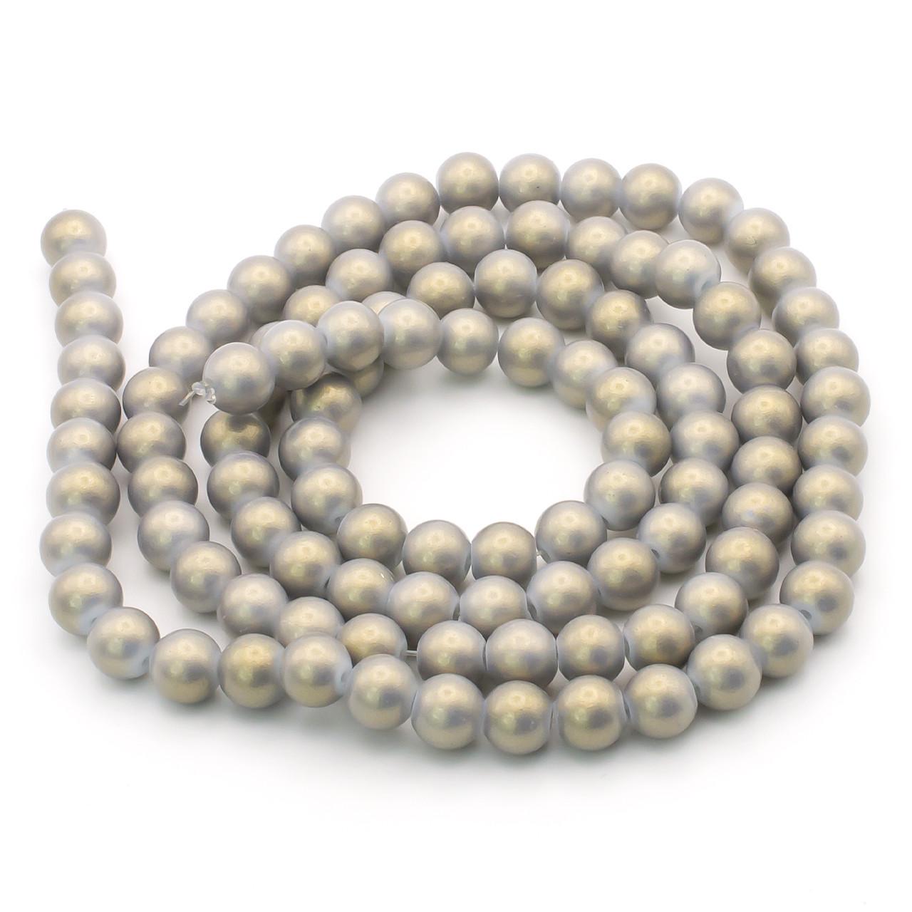 Бусины стеклянные перламутр 8 мм 80 см 105 шт. Серый (БЖ0008п12)
