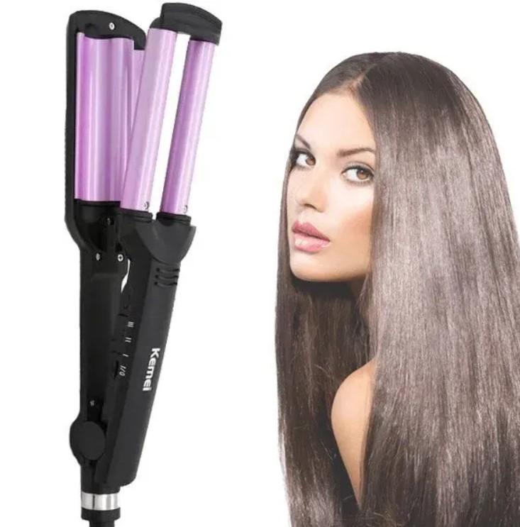 Плойка потрійна Kemei JFQ-KM-2022 керамічна 45 Вт Рожевий (2390000000) - фото 11 Плойка потрійна Kemei JFQ-KM-2022 керамічна 45 Вт Рожевий (2390000000) - фото 11