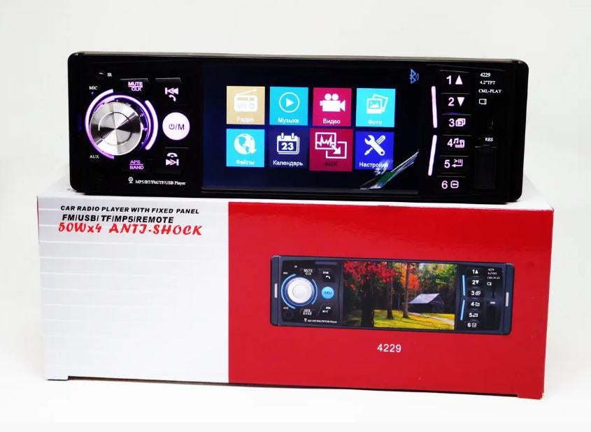 Автомагнитола 1DIN 4229 ISO экран 4,1'' DIVX/MP3/USB/SD/Bluetooth (17509) - фото 2