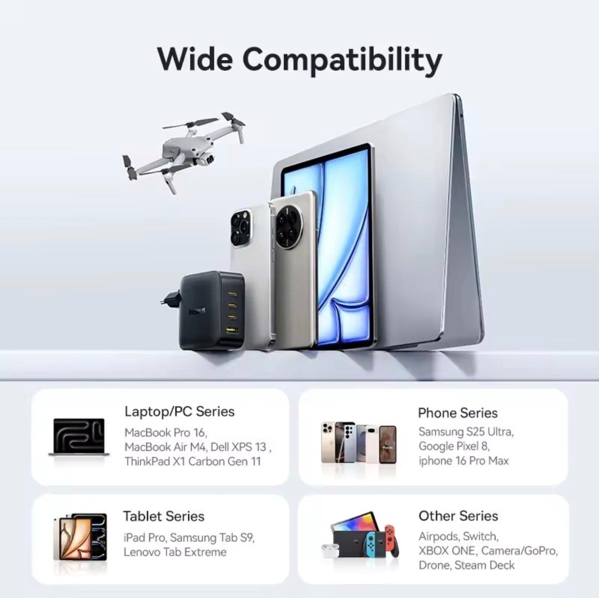 Зарядное устройство BASEUS EnerFill FH11 140w 3 Type-c х 1 USB (30633245) - фото 11 Зарядное устройство BASEUS EnerFill FH11 140w 3 Type-c х 1 USB (30633245) - фото 11