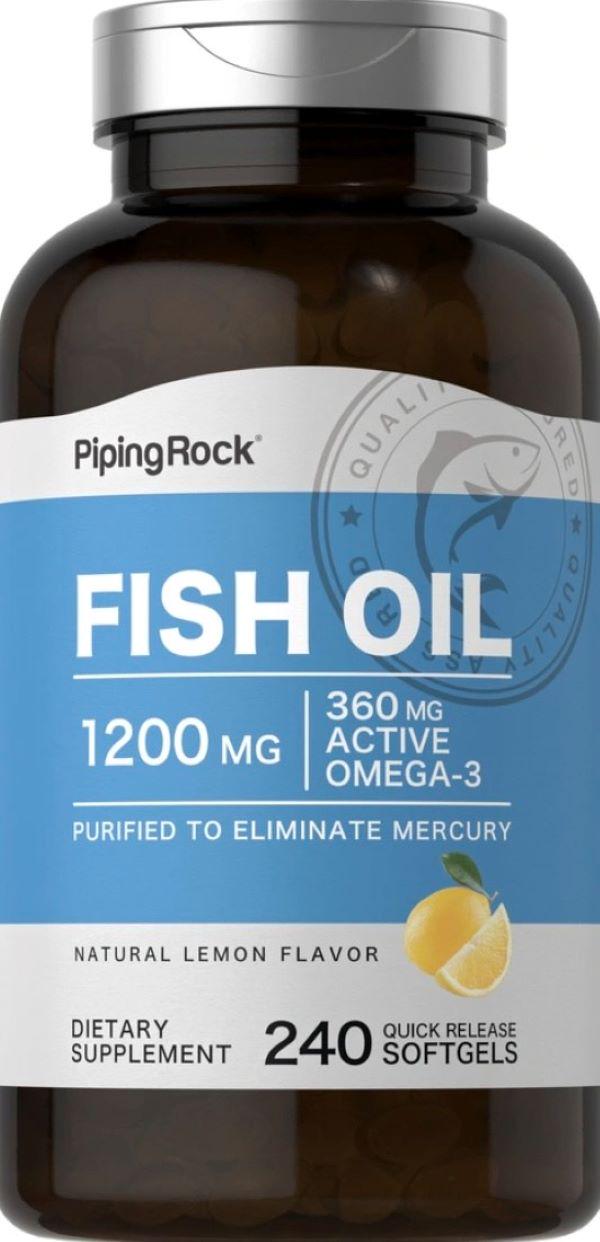 Омега 3 Piping Rock Omega-3 Fish Oil 1200 mg 240 softgels Lemon Flavor