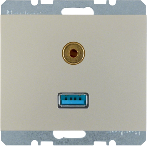 Розетка Berker K.5 USB/Mini Jack 3,5 мм Нержавіюча сталь (3315397004)