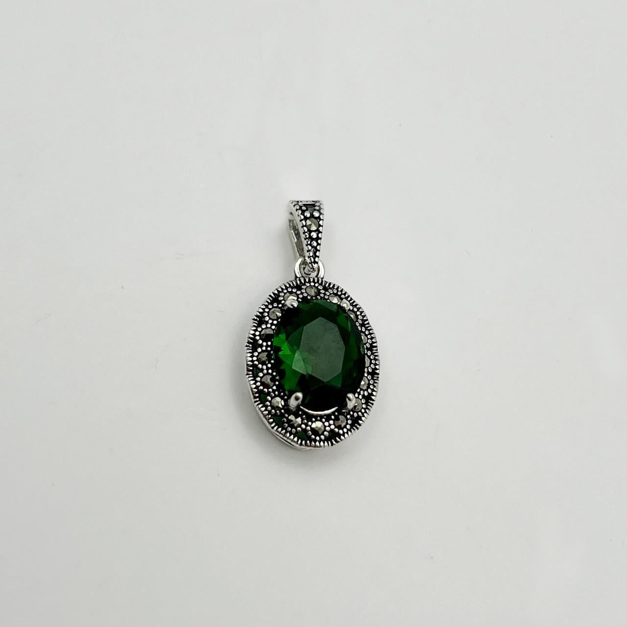 Серебряный кулон с изумрудом и марказитом 3,04 г (2474700973)