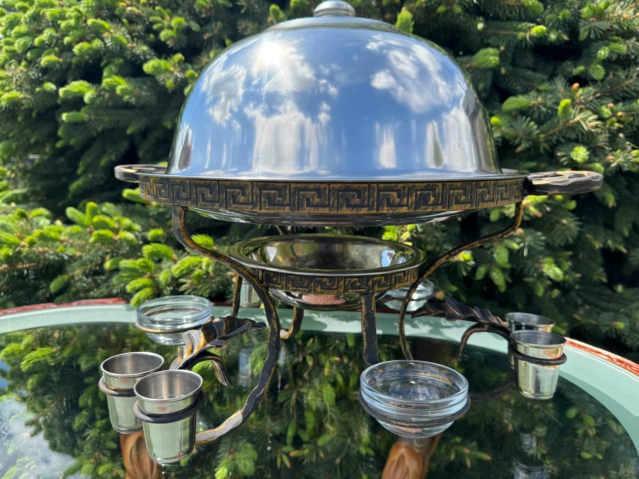 Садж для підігріву шашлику 3 соусниці/6 чарок 36 см