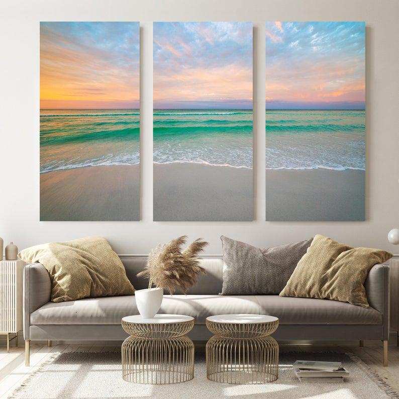 Модульная картина KIL Art Бирюзовый пляж из трех частей 128x81 см (M3_L_17)