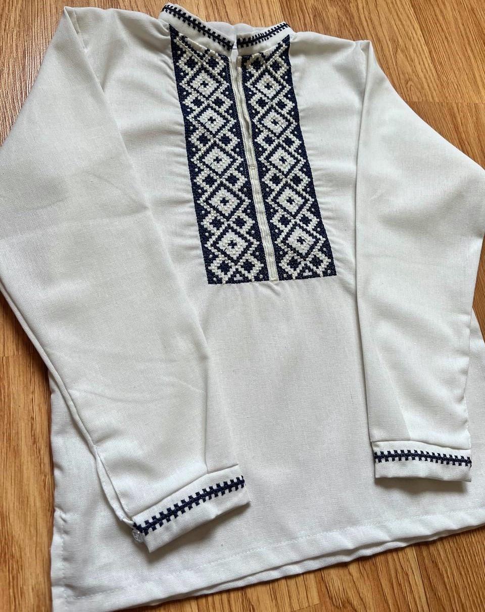 Вышиванка для мальчика Код Традиции с темно-синей вышивкой 92 см (1804973479) - фото 4