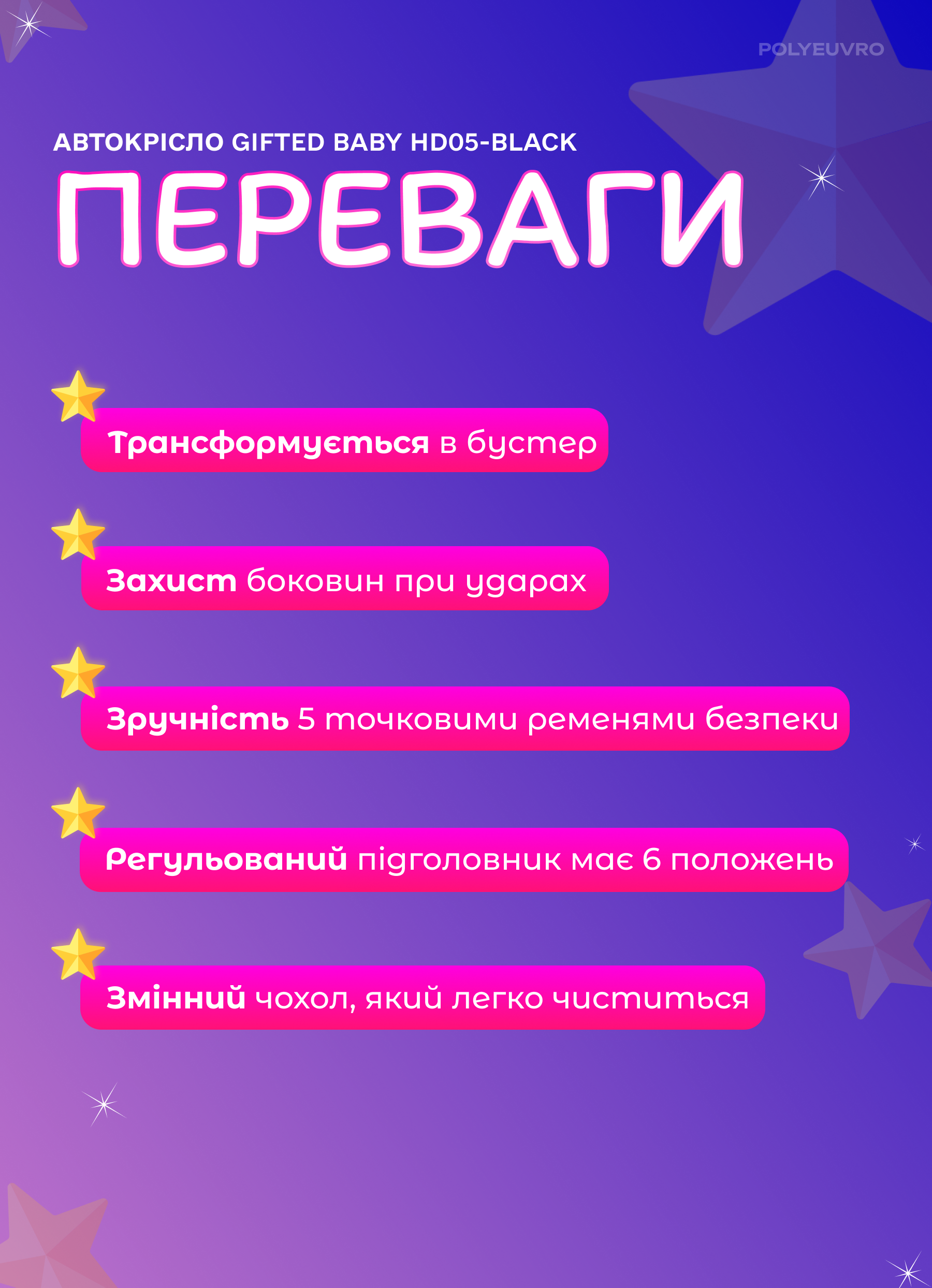 Автокресло Gifted Baby HD штатный ремень группа 1/2/3 9-36 кг (791ccc0c) - фото 6