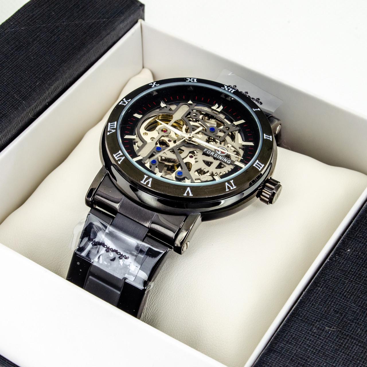 Наручний годинник чоловічий механічний скелетон Forsining 8253 з автопідзаводом металевий браслет (1059-0215)
