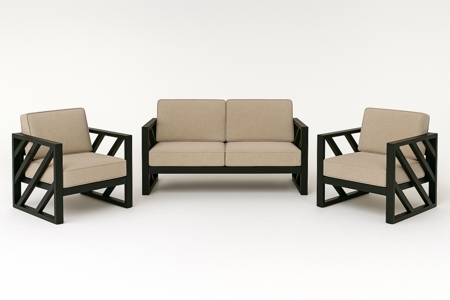 Комплект садовой мебели металлической ТОБІ ШО Лаверо/S10 с мягкими подушками рогожка 750х1300х700 мм Бежевый/03 (28265766)