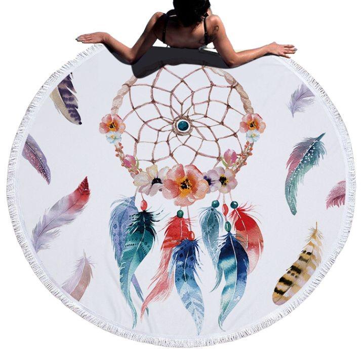 Полотенце с бахрамой HomyTex Ловец снов d 150 см (8-79012) Полотенце с бахрамой HomyTex Ловец снов d 150 см (8-79012)