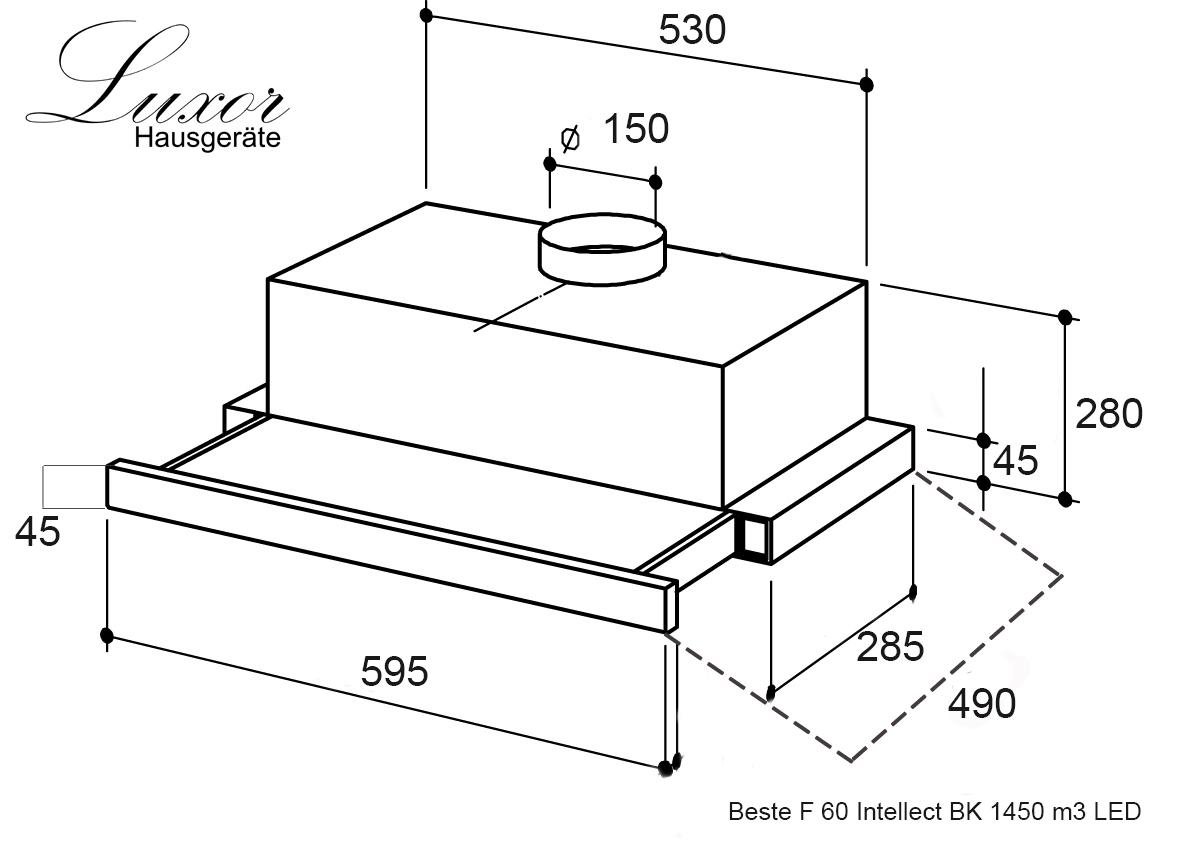 Вытяжка Luxor Golder Best E 60 SS 1450 m3 LED 6 скоростей турбины Черный (23929157) - фото 2