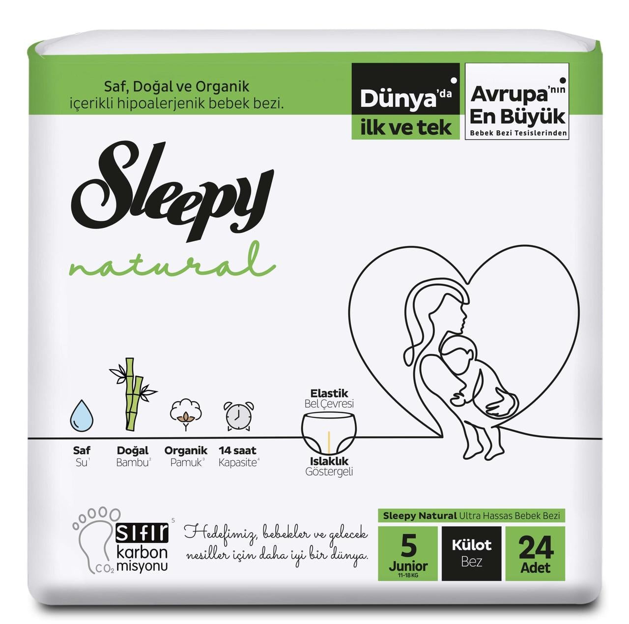 Підгузки-трусики дитячі Sleepy Natural junior 5 11-18 кг 24 шт. (000005884)
