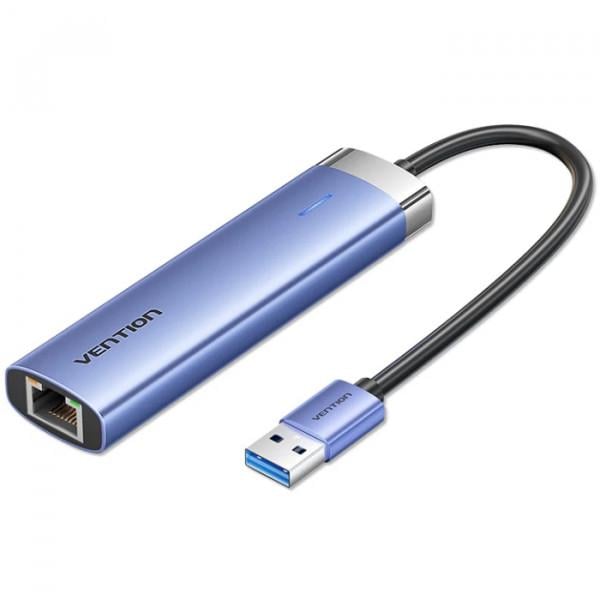 USB-хаб Vention 5в1 USB-A to 3хUSB3.0/RJ-45/USB-C Power (TGFSB)