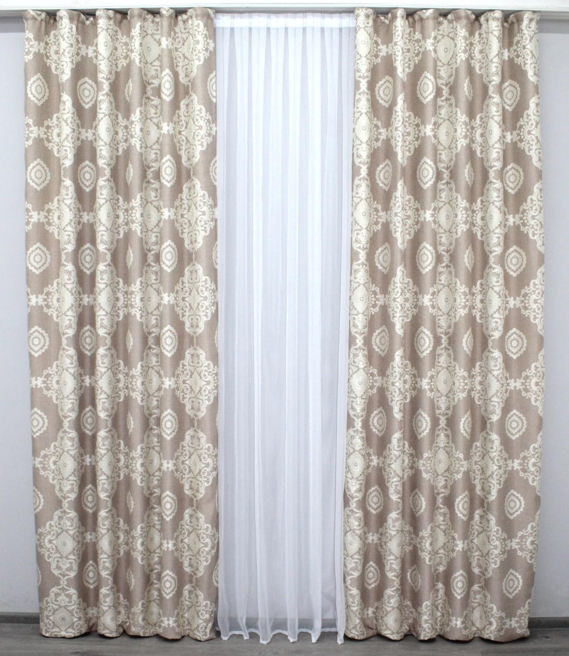 Комплект штор Корона лен 1,5х2,7 м 2 шт. Кофейный/Кремовой (978ш)