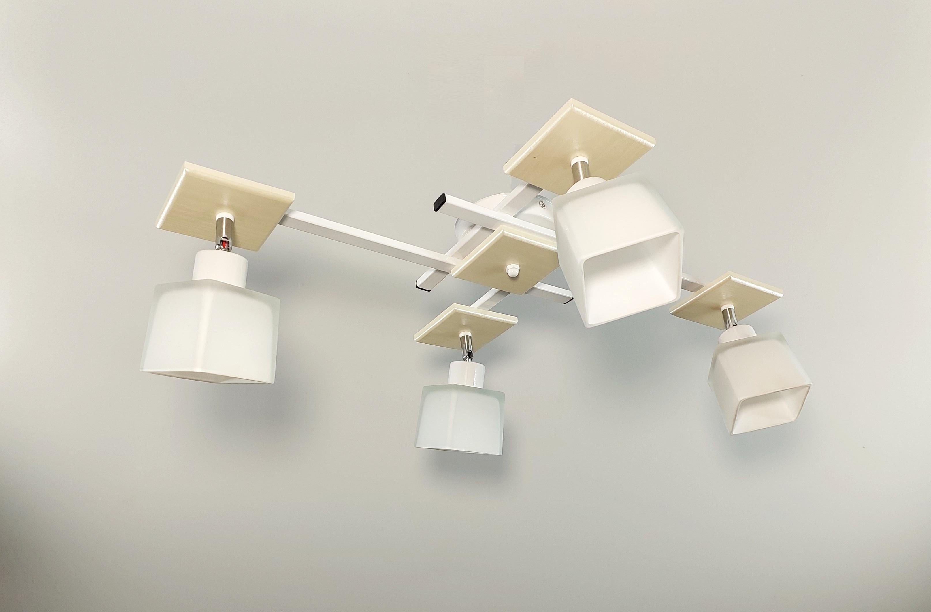 Люстра потолочная Оскар/2+2 на 4 поворотных плафона Белый/Беж