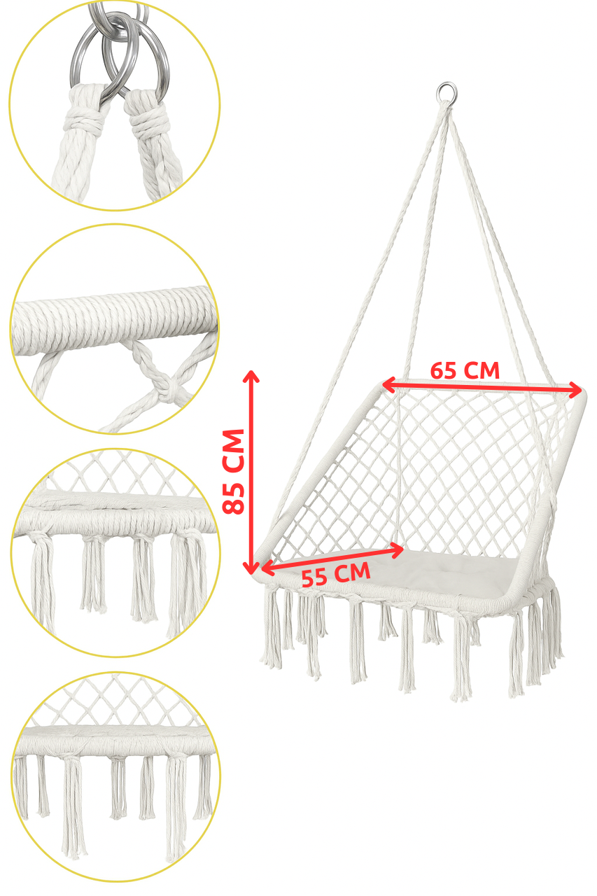 Кресло-качели садовые WCG с подушкой Белый (QNSW03WH) - фото 10