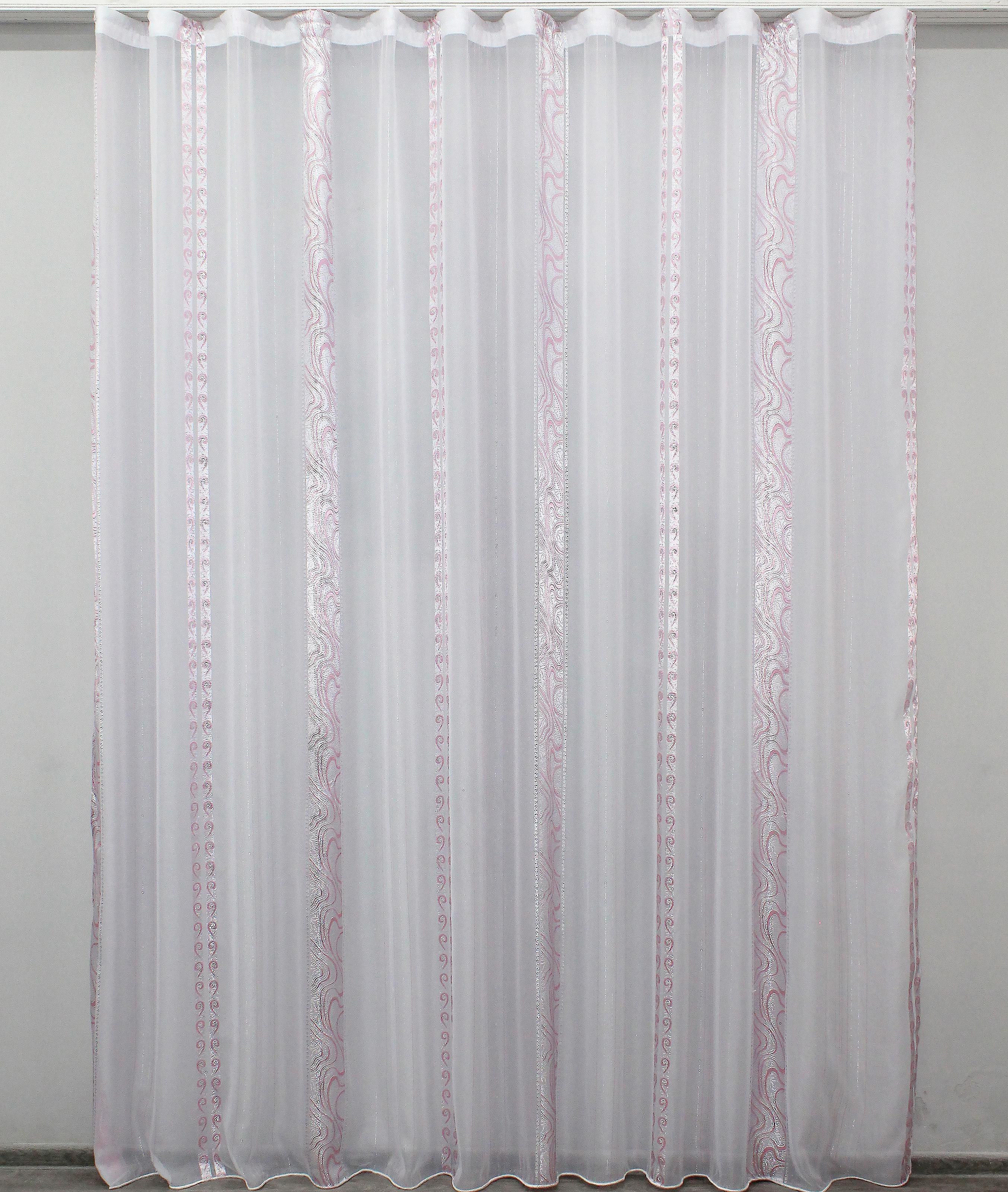 Тюль VR-Textil 1270т креп-шифон 300х270 см Белый/Розовый/Серебристый (40-137)