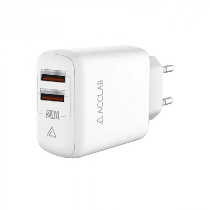 Зарядний пристрій Acclab AL-TC224 2хUSB 5В/2,4A/12W White (1283126538834)