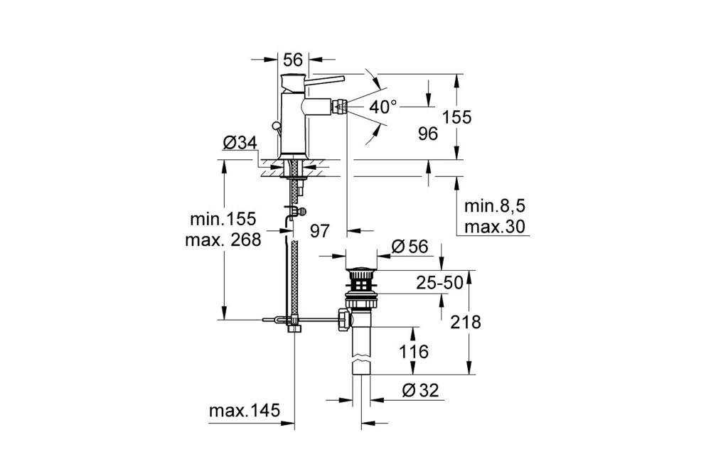 Змішувач для біде Grohe BauClassic 32864000 (374061) - фото 2