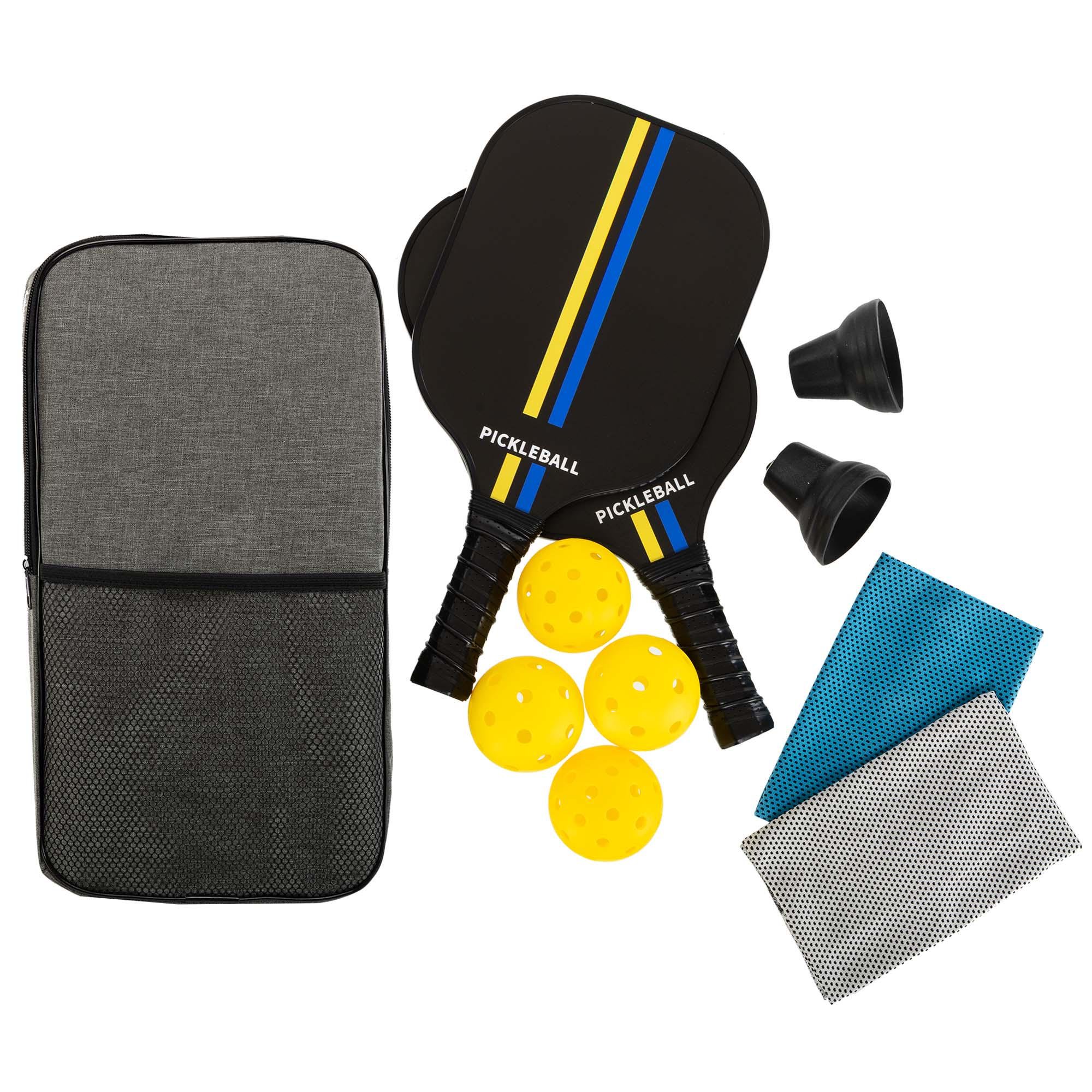 Набор для пикболла SP-Sport PICKLEBALL MT-8730 2 ракетки 4 мяча полотенце с чехлом (MT-8730_Черный-желтый-голубой) - фото 10
