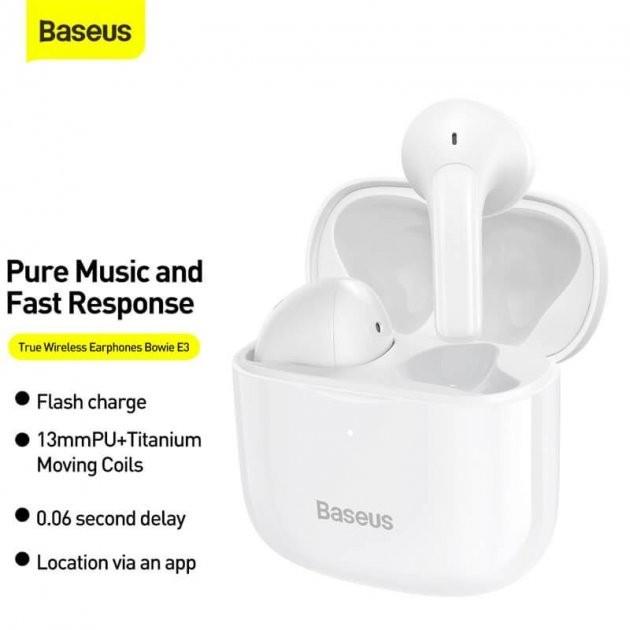 Наушники Baseus E3 True Wireless Earphones Bowie IP64 BT5.0 35/300мAh 5H Location OTA (NGTW080002) - фото 6