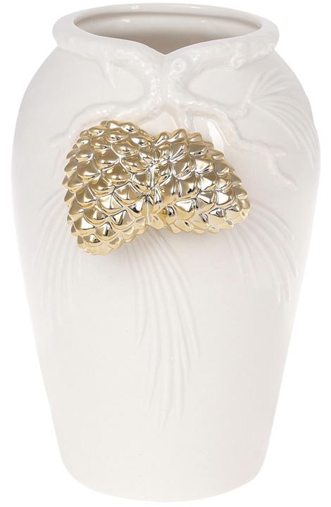 Ваза фарфоровая Золотые Шишки 20,5 см Белый (BD-727-321)
