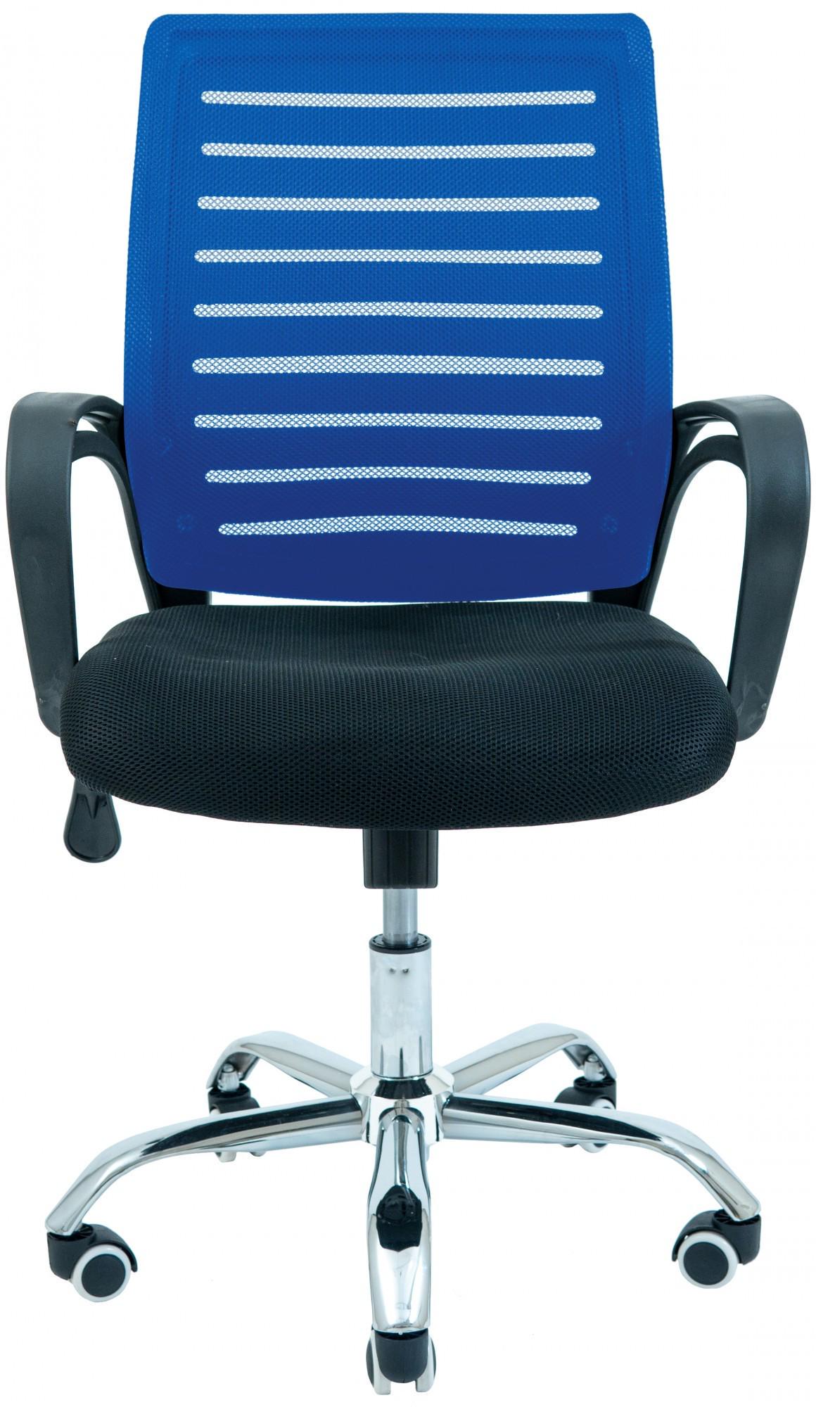 Кресло офисное компьютерное Flush Сетка Хром М1 Tilt Черно-синий - фото 2