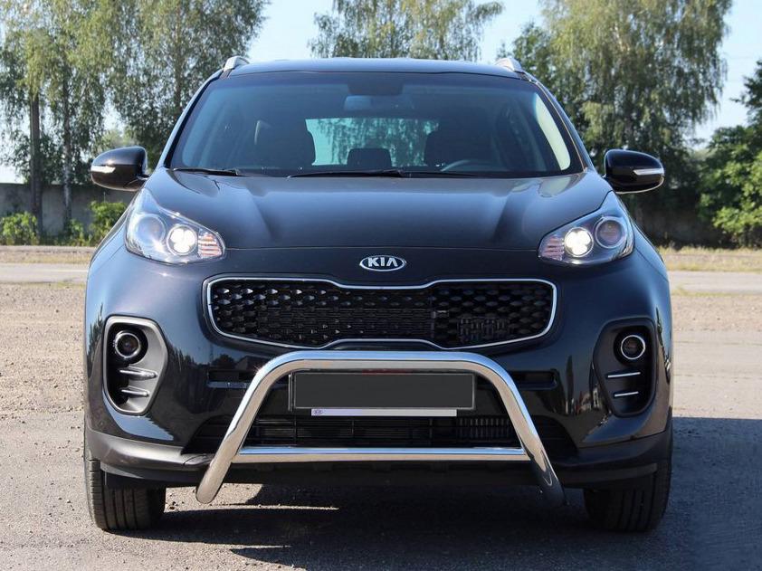 Кенгурятник WT006 CAN для Kia Sportage 2015-2021 гг. нержавеющая сталь Хром