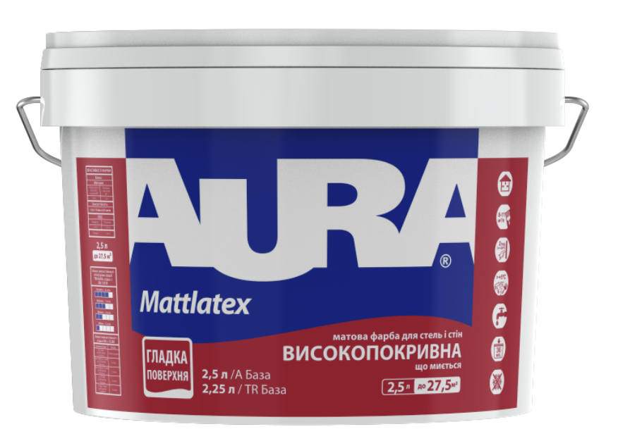 Фарба акрилатна інтер'єрна Aura Mattlatex B1 2,5 л Білий (1423052983)