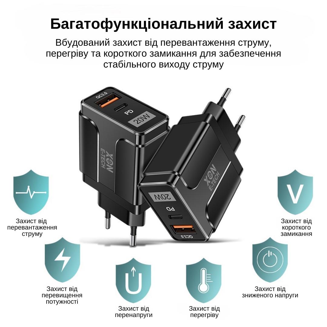 Зарядний пристрій XON PowerCharge USB Type-C PD 20W Білий (PCWA020020A1С1W 6143) - фото 2