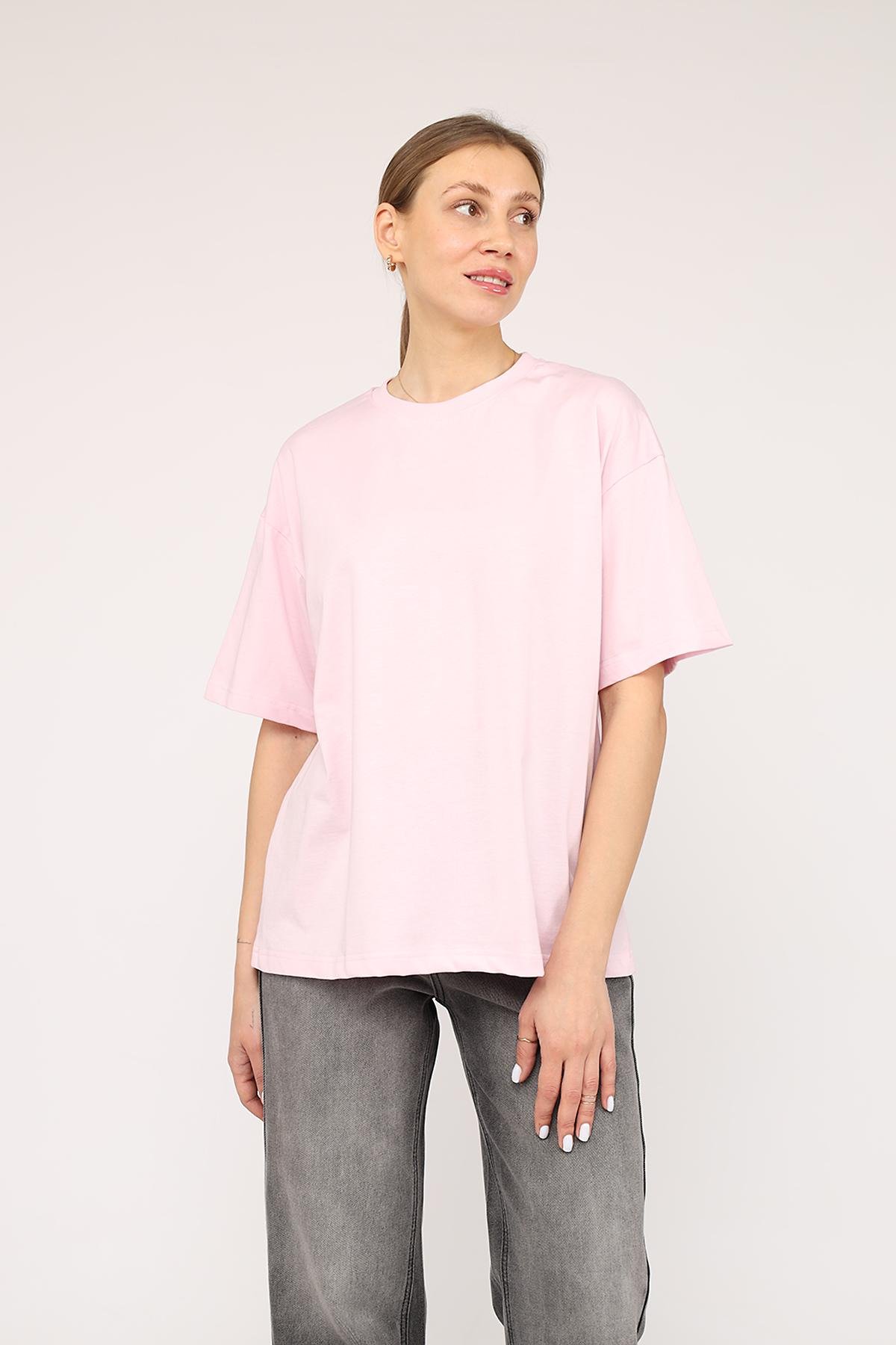 Футболка женская ЦБ-00266494 с коротким рукавом р. 48 Розовый (SKT001036236)