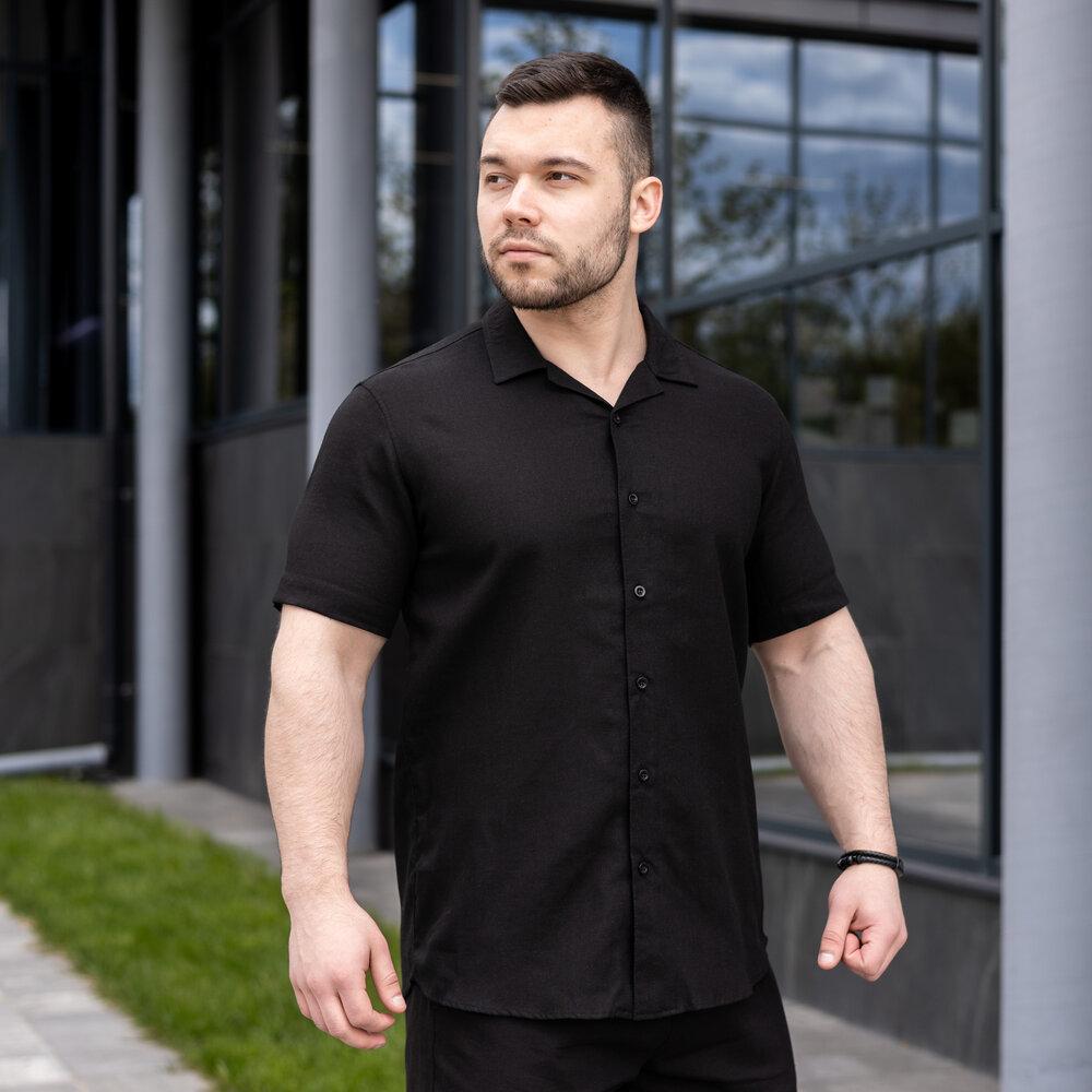 Рубашка мужская Marsel 24816/2 льняная повседневная M Черный (24816/1)