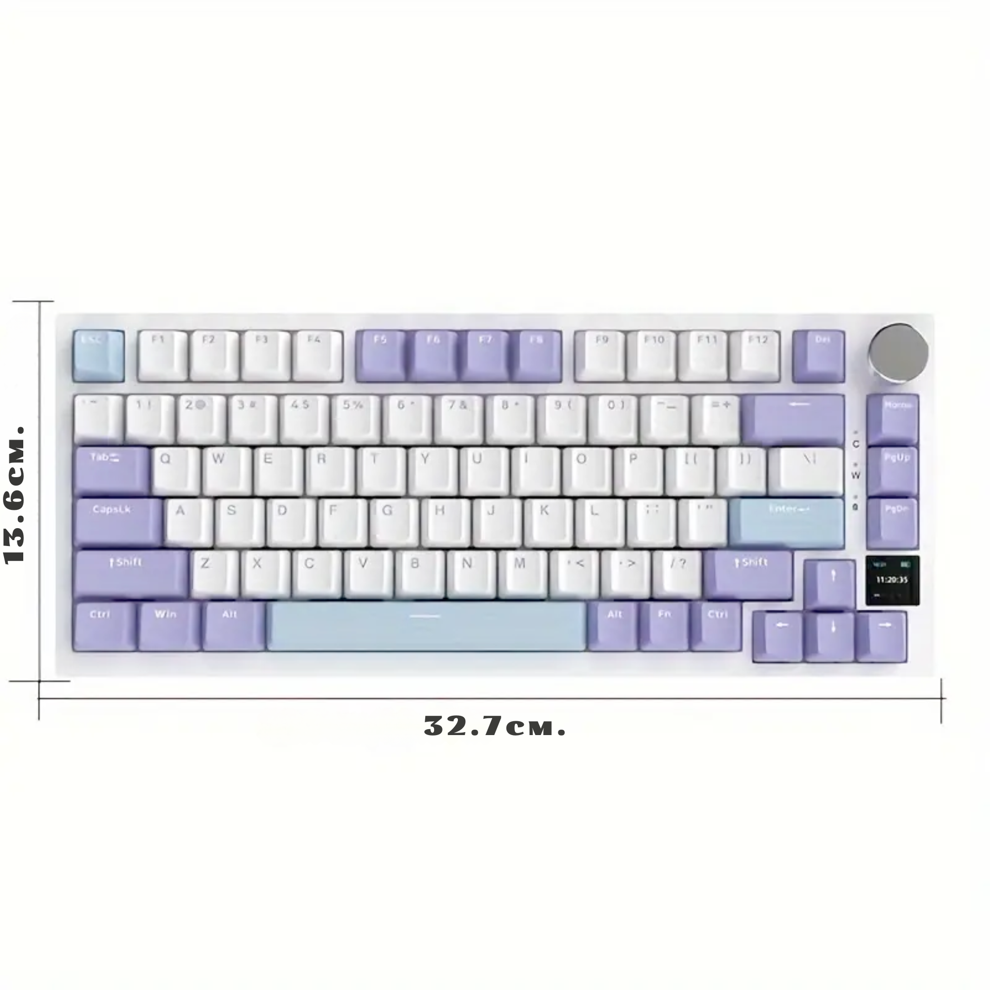 Клавиатура механическая беспроводная Ajazz Ak820 PRO с подсветкой RGB и поддержкой Hot-Swap/гравировка ENG/UA/RU White/Purple (GS-252) - фото 3