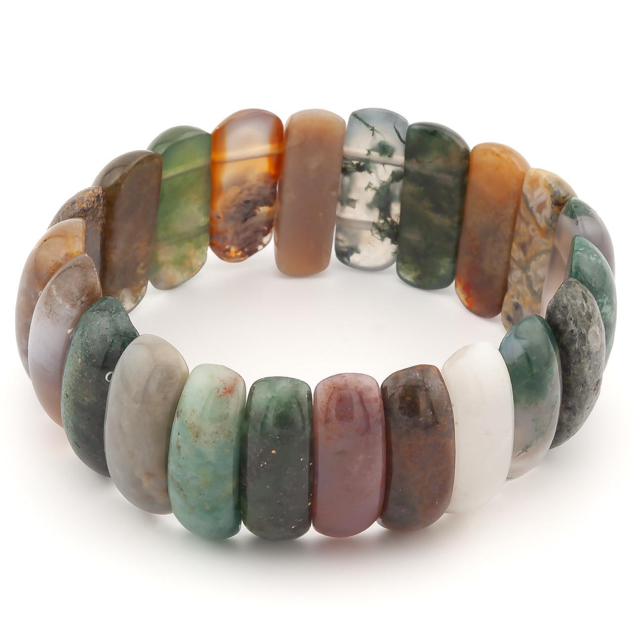 Браслет овальное звено Яшма зеленая 25х9х8 мм 20 см 1 шт. (НК2520б85)