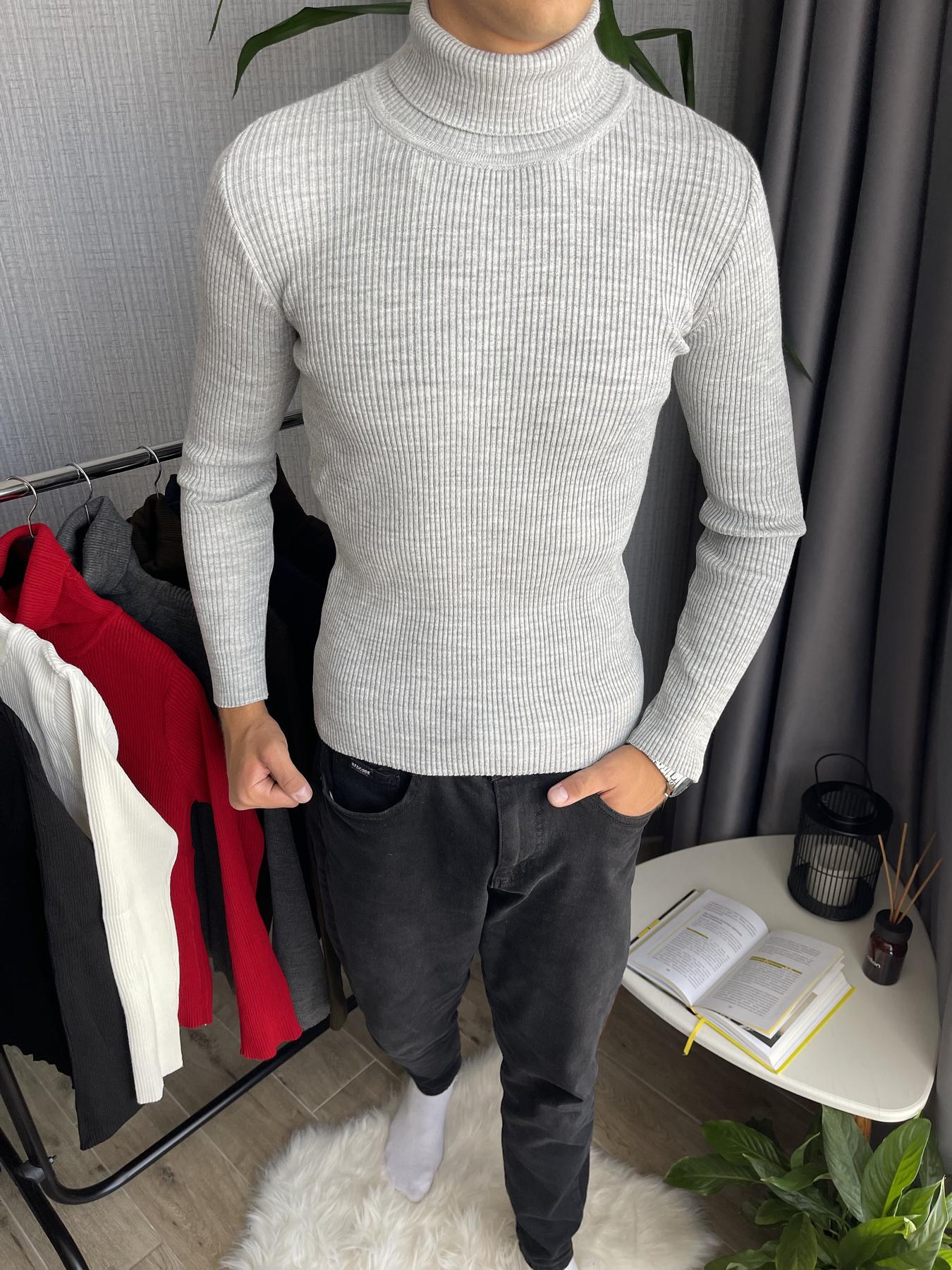 Гольф мужской с высокой горловиной в рубчик XXL Серый (26535/4/4) - фото 8 Гольф мужской с высокой горловиной в рубчик XXL Серый (26535/4/4) - фото 8