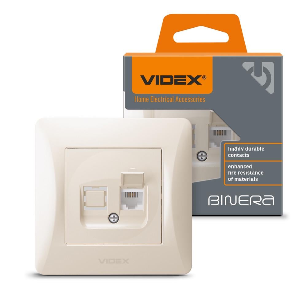 Розетка телефонна Videx BINERA CAT3 Кремовий (12061)