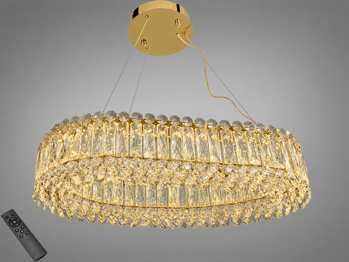Люстра подвесная LED хрустальная овал/пульт 50 Вт Золотой (7930/500x300S-gold) Люстра подвесная LED хрустальная овал/пульт 50 Вт Золотой (7930/500x300S-gold)