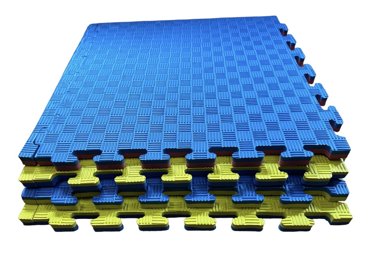 Килимок-пазл татамі ластівчин хвіст Termoizol EVA щільність 80 кг/м3 товщина 20 мм 50х50 см Жовто-блакитний