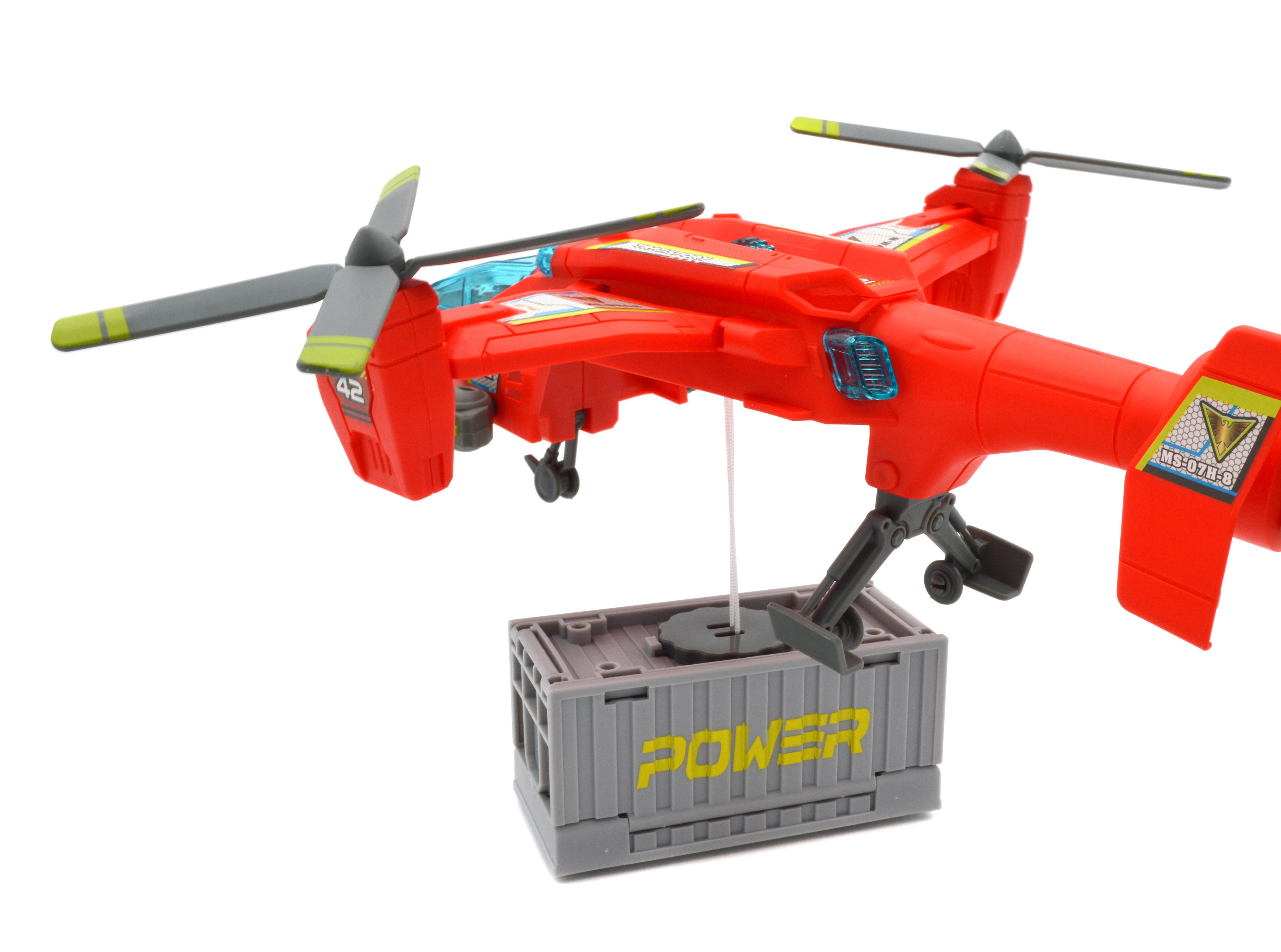 Вертоліт з контейнером/трампліном з механізмом запуску 2 машинки/звук/світло (MH 613) - фото 3