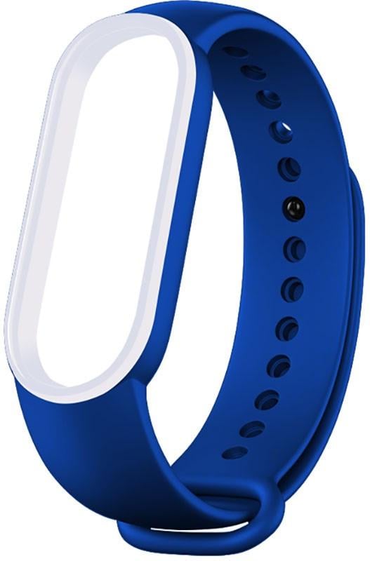 Ремінець UWatch Double Color Replacement Silicone Band Line For Xiaomi Mi Band Line 5/6/7 Blue/White - фото 1