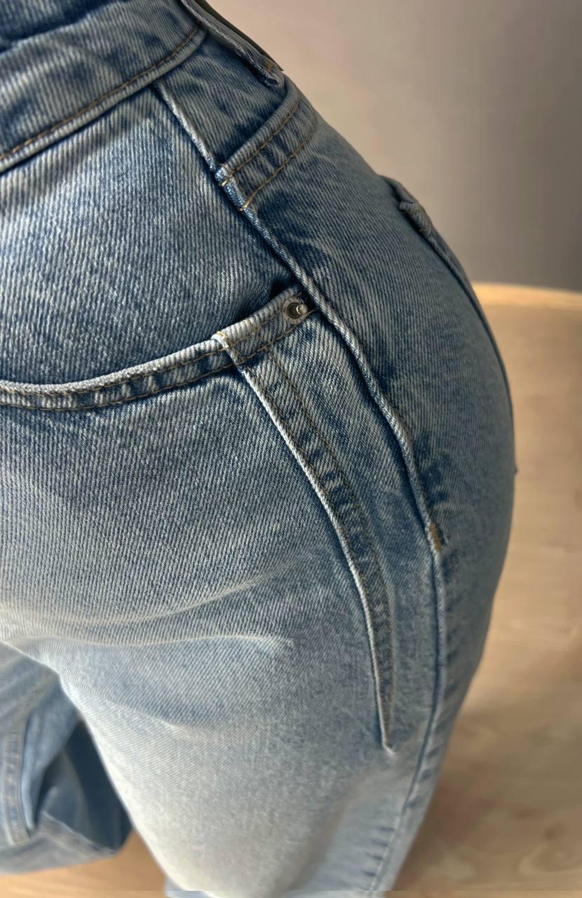 Джинси жіночі ITS Basic 2499-3 Wide Leg jeans з високою талією широкі рівні від стегна з виточками на стегнах р. 34 Блакитний (3918) - фото 2