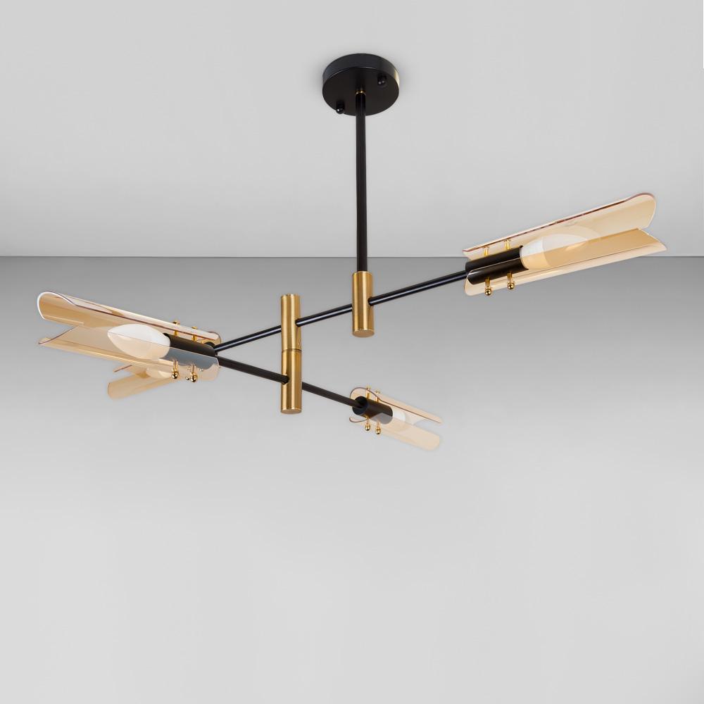 Люстра потолочная Light House LS-18913-4 BR Черный/Бронзовый/Янтарный