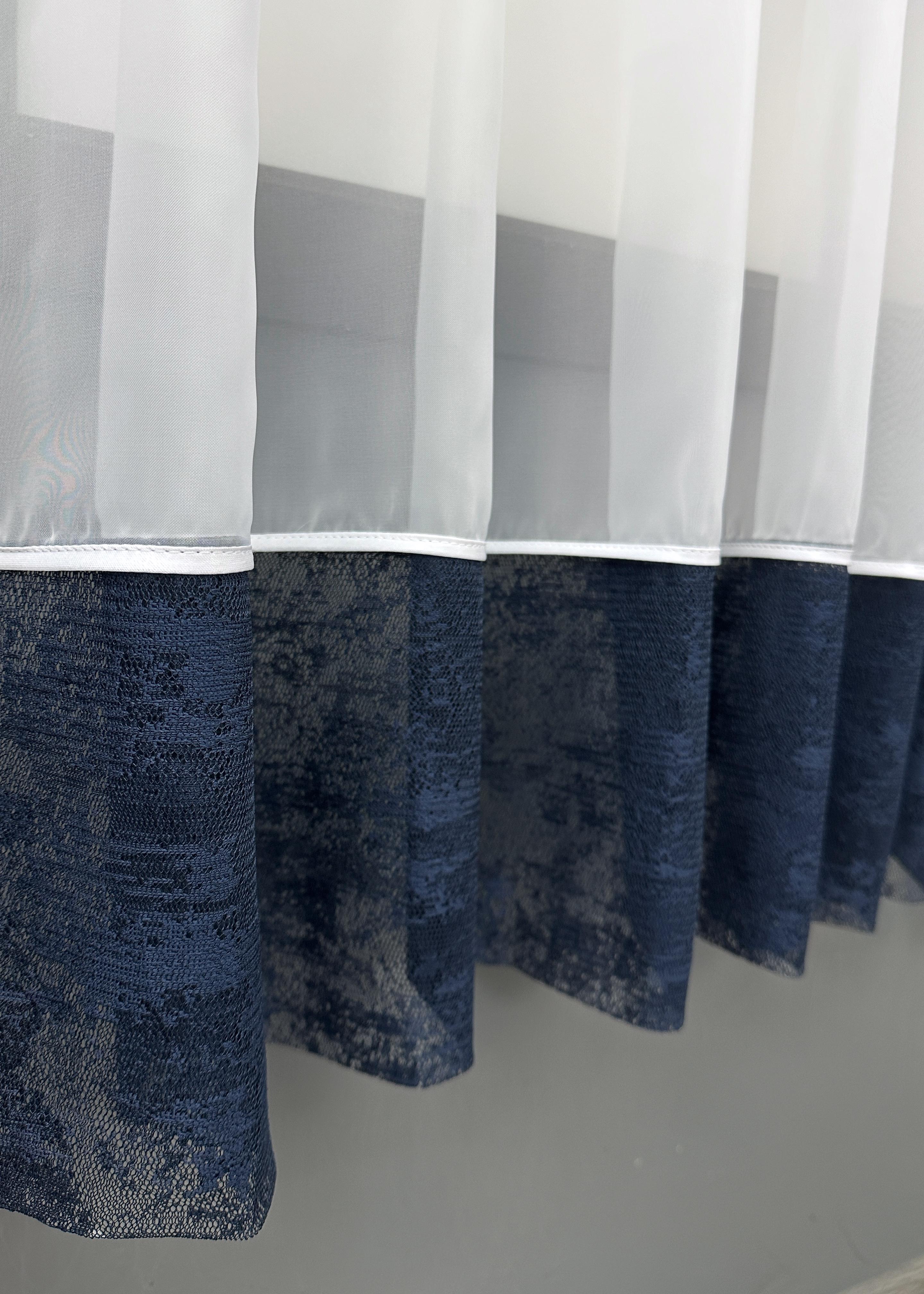 Шторки кухонные VR-Textil № 101к с подвязками 330х170 см Белый/Синий (52-1181) - фото 8