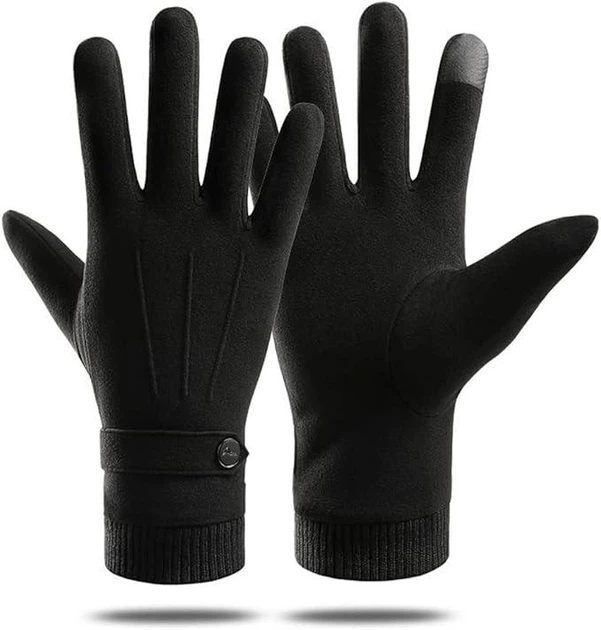 Перчатки мужские бархатные зимние спортивные сенсорные для смартфона 0604 XL Черный