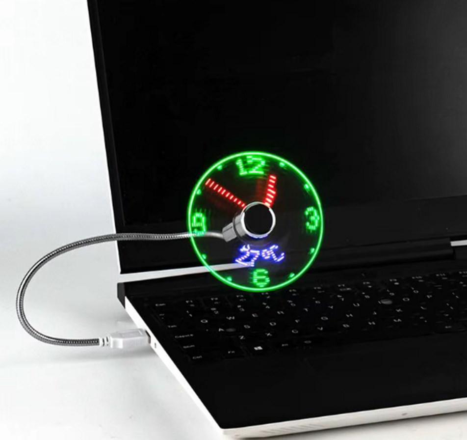 Вентилятор USB з LED підсвічуванням з годинником та градусником 330 mAh (2296428867) - фото 3