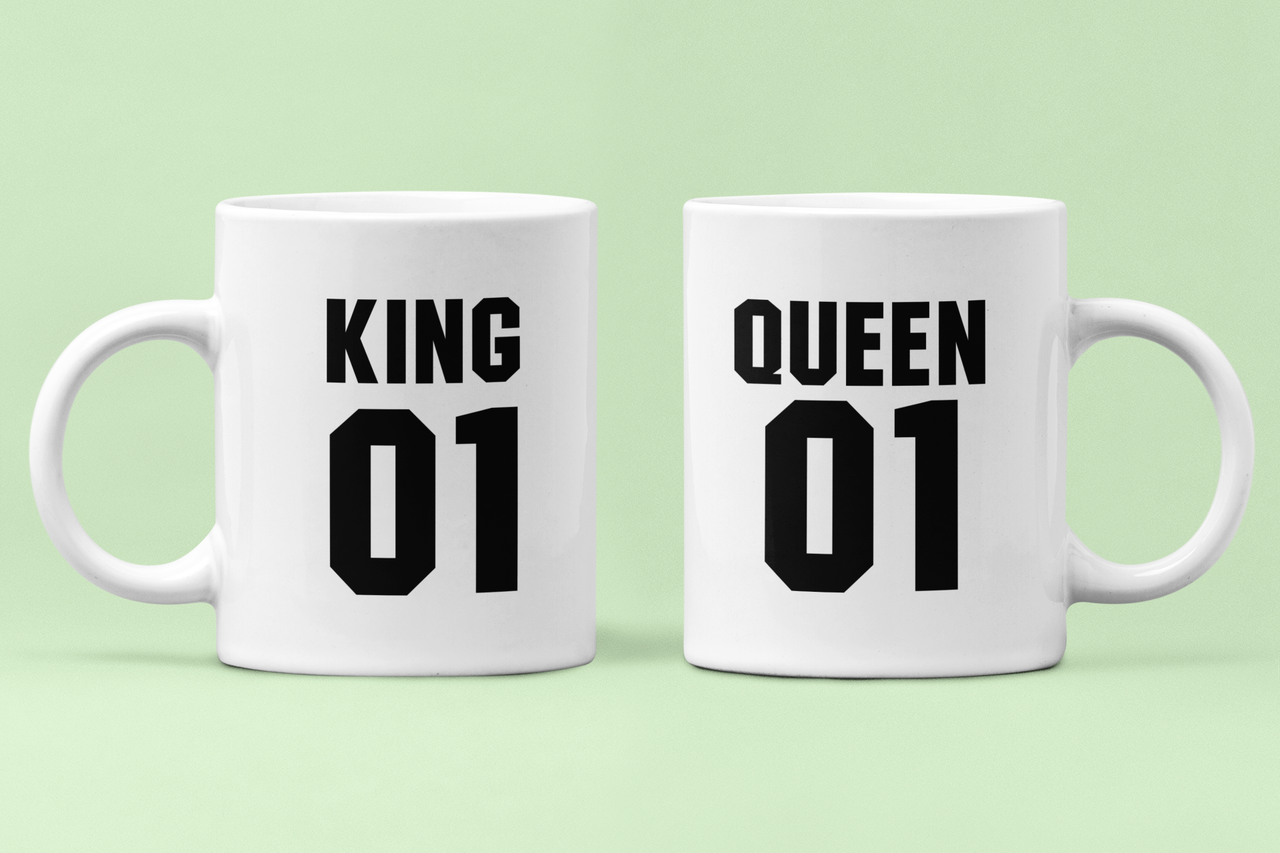 Чашки парные "King Queen 01" для влюбленных 330 мл Белый (ВЛ91Ч)